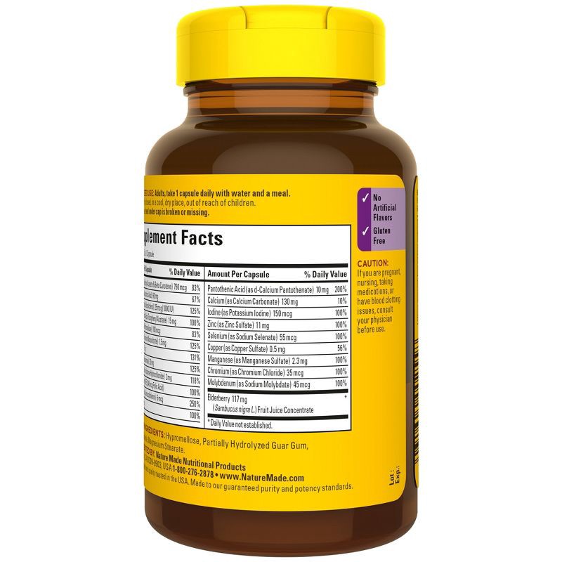 slide 2 of 3, Nature Made Multi + Elderberry Multivitamin Capsule - 60ct, 60 ct