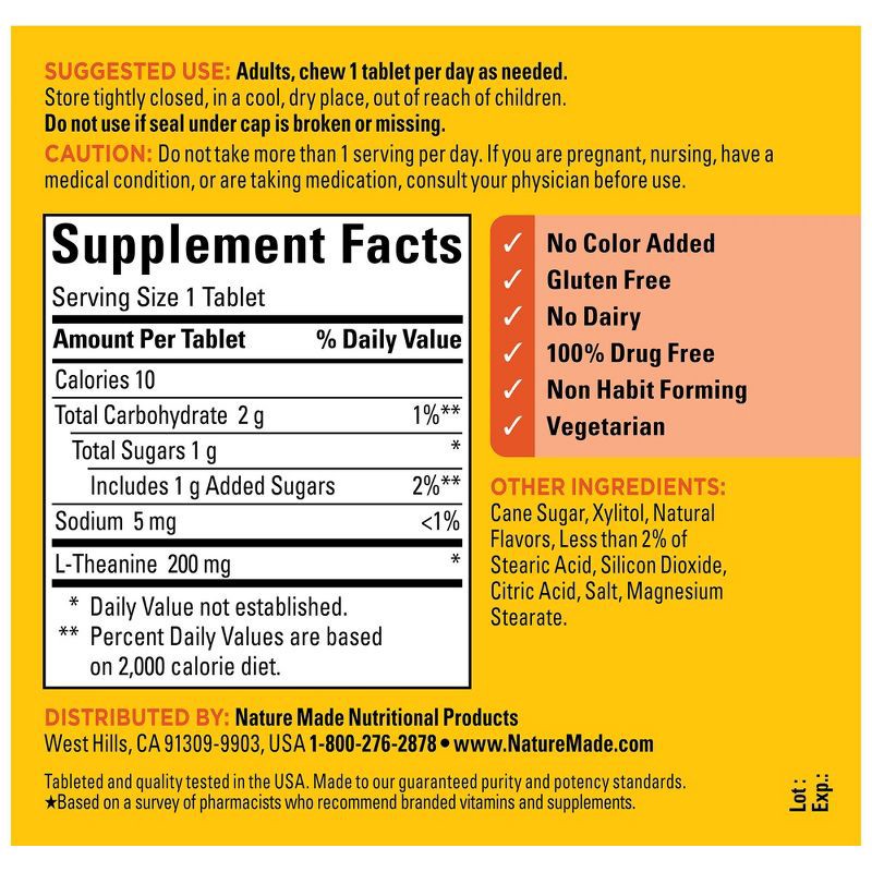 slide 3 of 10, Nature Made L-Theanine Chewable Tablets - 50ct, 50 ct