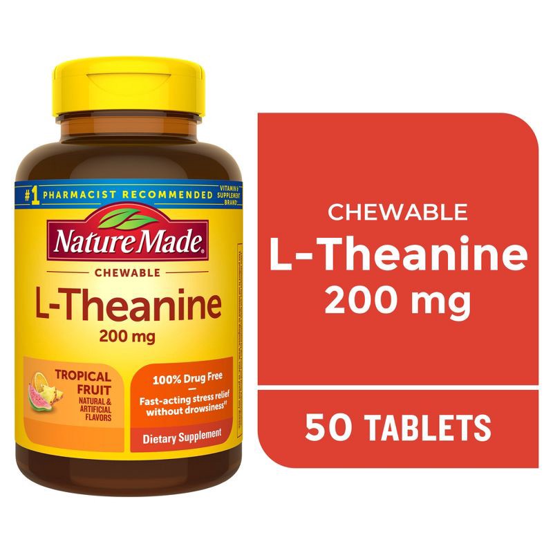slide 9 of 10, Nature Made L-Theanine Chewable Tablets - 50ct, 50 ct