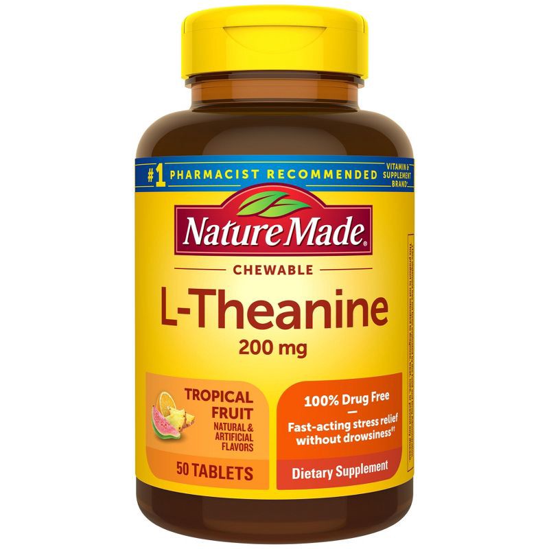 slide 1 of 3, Nature Made L-Theanine Chewable Tablets - 50ct, 50 ct