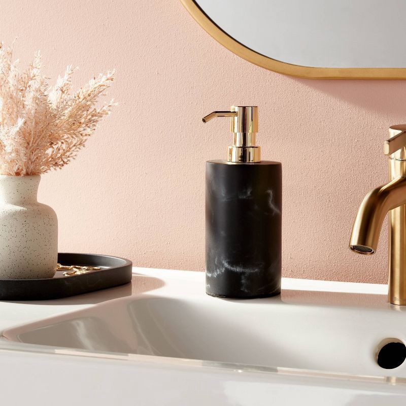 slide 2 of 5, Marble Soap Pump Black - Threshold™: Resin Bathroom Dispenser, Refillable, Spot Clean, 250ml Capacity, 250 ml