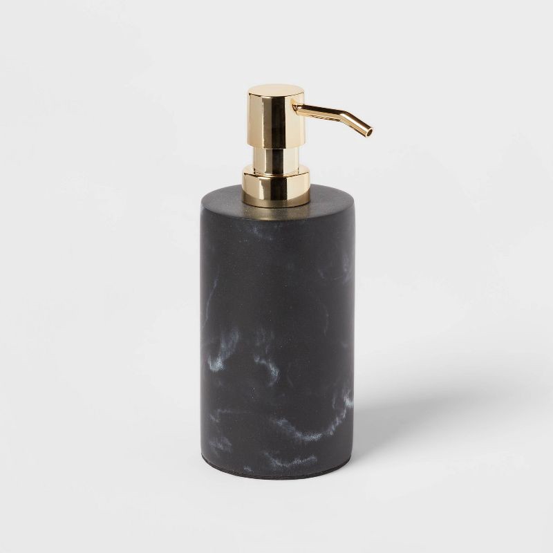 slide 3 of 5, Marble Soap Pump Black - Threshold™: Resin Bathroom Dispenser, Refillable, Spot Clean, 250ml Capacity, 250 ml