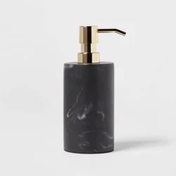 Marble Soap Pump Black - Threshold™: Resin Bathroom Dispenser, Refillable, Spot Clean, 250ml Capacity