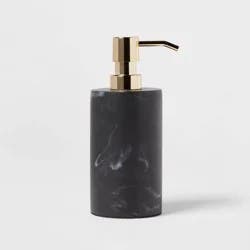Marble Soap Pump Black - Threshold™: Resin Bathroom Dispenser, Refillable, Spot Clean, 250ml Capacity
