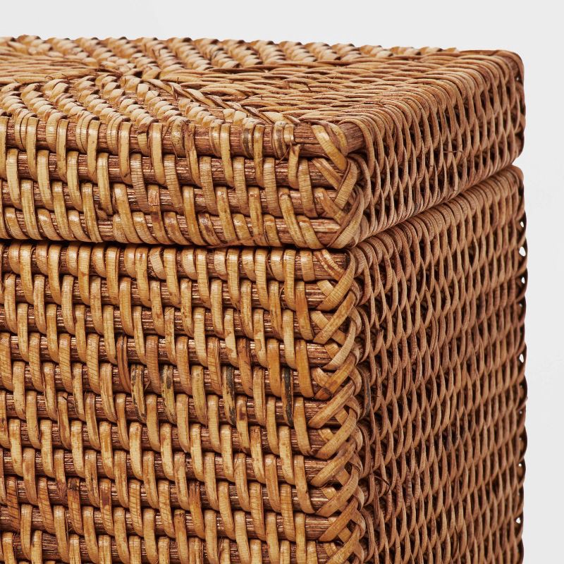 slide 4 of 4, Natural Woven Tank Storage - Threshold™: Rattan Bath Caddy for Shower Organization, Beige Bathroom Accessory, 1 ct