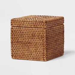 Natural Woven Tank Storage - Threshold™: Rattan Bath Caddy for Shower Organization, Beige Bathroom Accessory