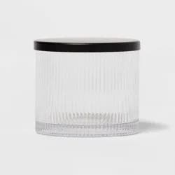 Ribbed Glass Canister Black - Threshold™: Metal Lid, Clear Bathroom Jar, Easy to Clean