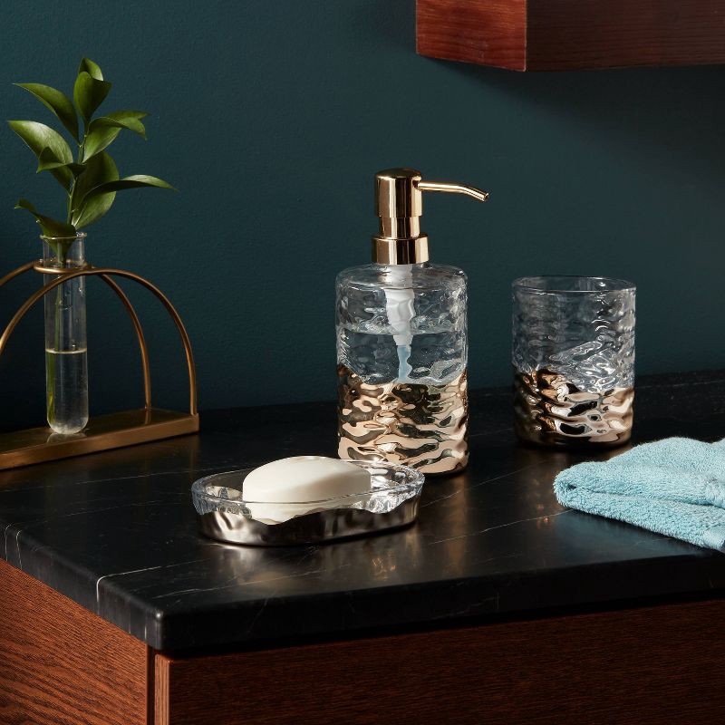 slide 2 of 6, 3pc Luxe Coordinate Bath Bundle Set - Threshold™: Elegant Glass Ensemble with Tumbler, Dish, 3 ct