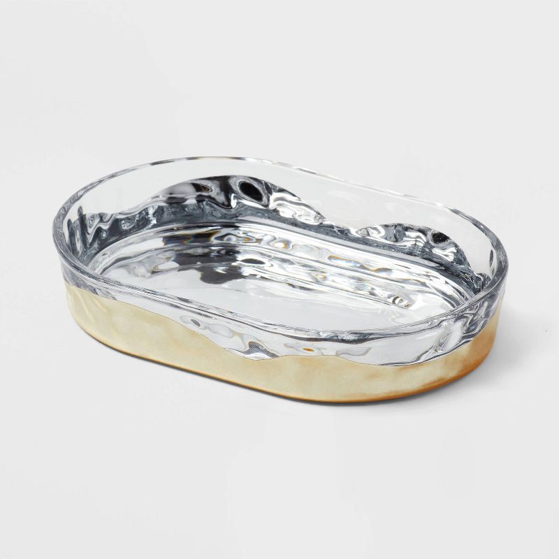 slide 5 of 6, 3pc Luxe Coordinate Bath Bundle Set - Threshold™: Elegant Glass Ensemble with Tumbler, Dish, 3 ct