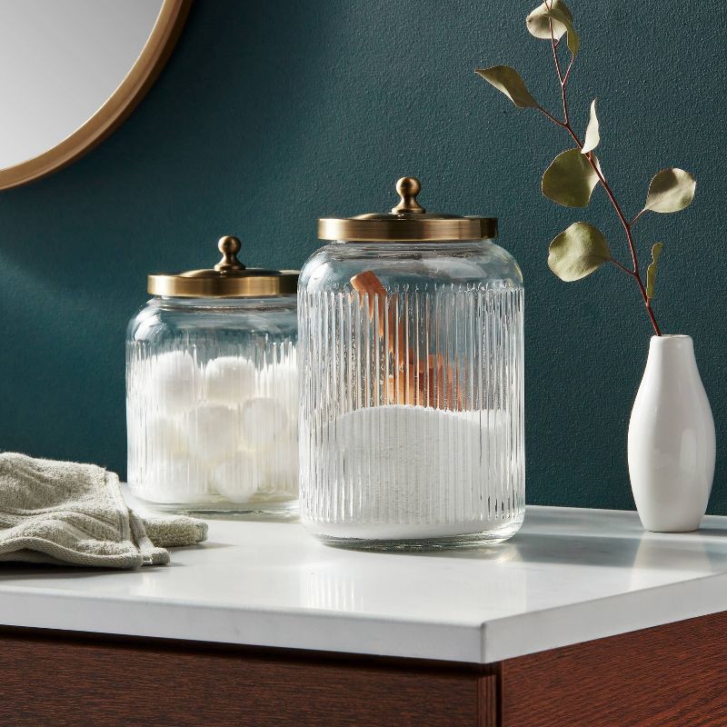 Large Bath Glass Canister Brass - Threshold™ 1 ct | Shipt