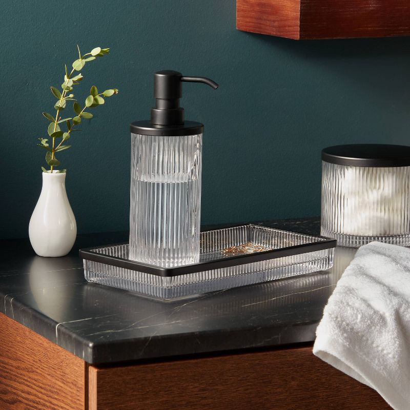 slide 2 of 5, Ribbed Glass Tray Black - Threshold™: Metal & Glass Vanity Organizer, Easy to Clean, 1 ct