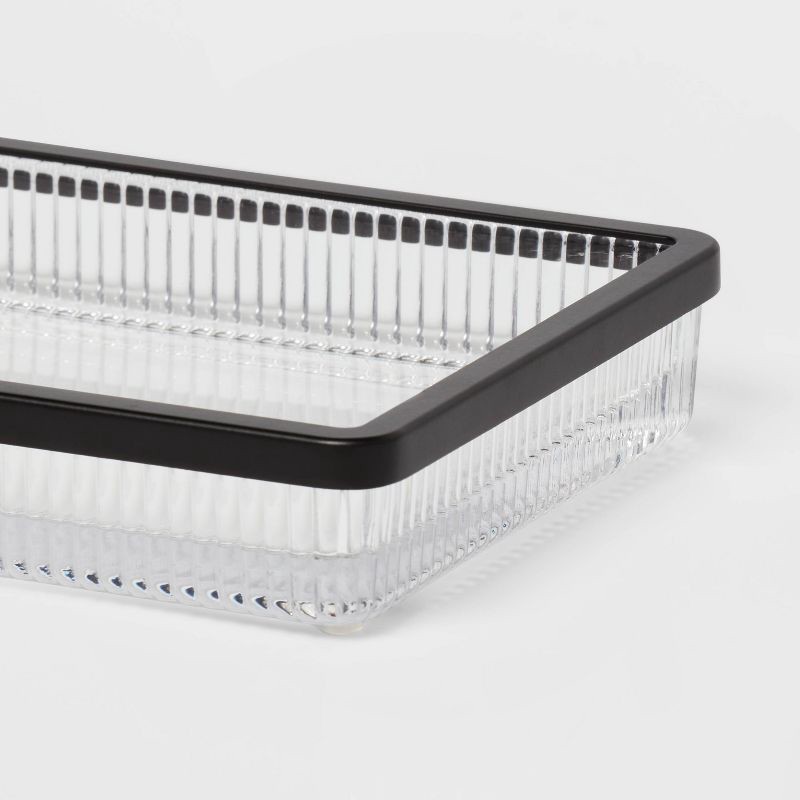 slide 4 of 5, Ribbed Glass Tray Black - Threshold™: Metal & Glass Vanity Organizer, Easy to Clean, 1 ct