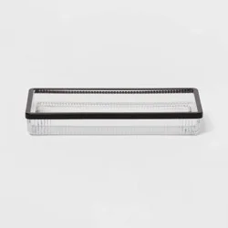 Ribbed Glass Tray Black - Threshold™: Metal & Glass Vanity Organizer, Easy to Clean