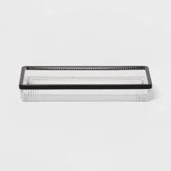 Ribbed Glass Tray Black - Threshold™: Metal & Glass Vanity Organizer, Easy to Clean