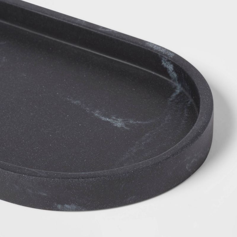 slide 4 of 5, Marble Bath Tray Black - Threshold™: Resin Vanity Accessory, Spot Clean, 9.49" Depth, 1 ct