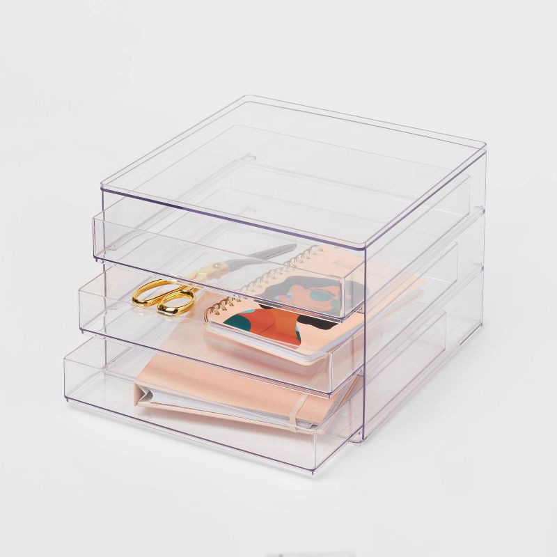 slide 4 of 6, All Purpose 3 Drawer Storage Clear - Brightroom™: Acrylic Utility Bins, Universal Storage, 1352 Volume Capacity, 1 ct