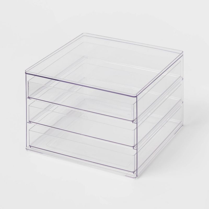 slide 1 of 6, All Purpose 3 Drawer Storage Clear - Brightroom™: Acrylic Utility Bins, Universal Storage, 1352 Volume Capacity, 1 ct