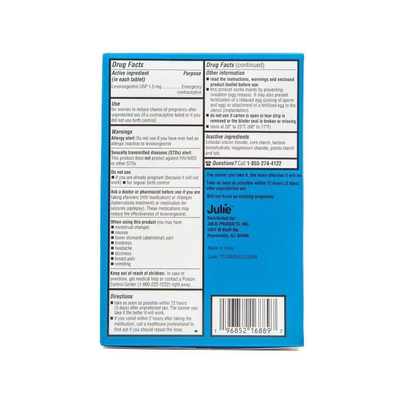 slide 2 of 8, Julie Emergency Single Contraceptive Tablet, 1 ct
