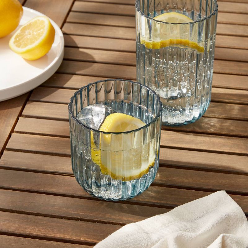 slide 2 of 3, 11oz Plastic Ribbed Short Tumbler Blue - Threshold™: Drinkware, Dishwasher-Safe, Cold Beverages, 1 Piece, 11 oz