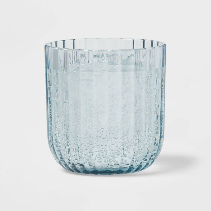 slide 3 of 3, 11oz Plastic Ribbed Short Tumbler Blue - Threshold™: Drinkware, Dishwasher-Safe, Cold Beverages, 1 Piece, 11 oz