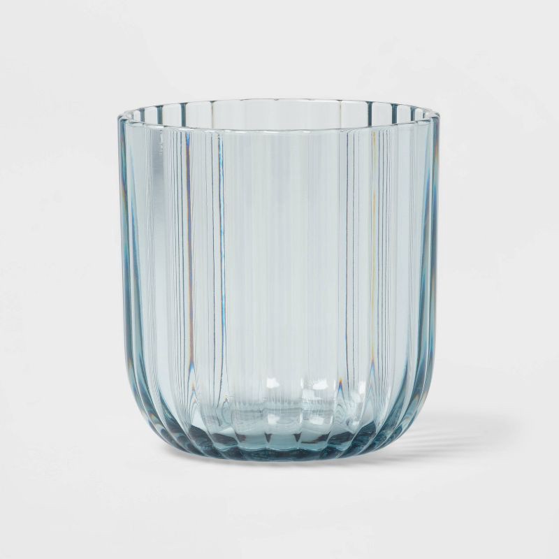 slide 1 of 3, 11oz Plastic Ribbed Short Tumbler Blue - Threshold™: Drinkware, Dishwasher-Safe, Cold Beverages, 1 Piece, 11 oz
