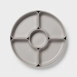 12"x12" Round Divided Server Plate Gray - Room Essentials™