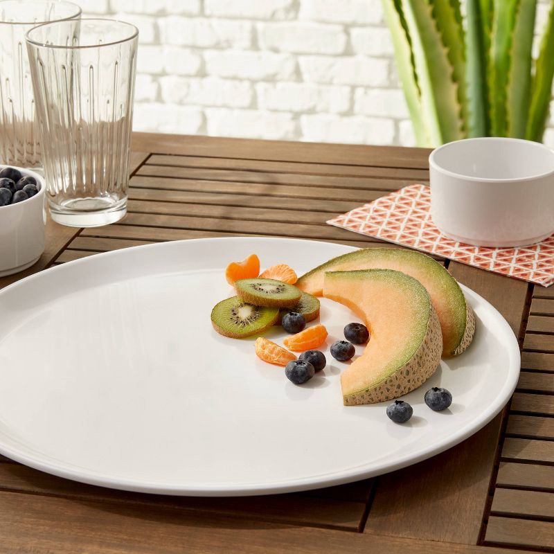 slide 2 of 3, 14"x14" Melamine Round Serving Plate White - Threshold™: Dishwasher-Safe Serving Platter, Microwave-Safe for Reheating, 1 ct