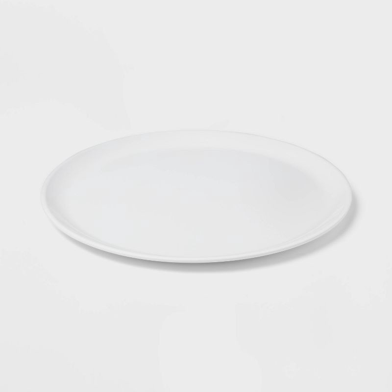 slide 1 of 3, 14"x14" Melamine Round Serving Plate White - Threshold™: Dishwasher-Safe Serving Platter, Microwave-Safe for Reheating, 1 ct