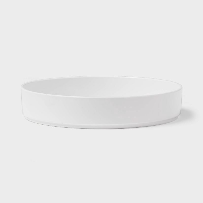 slide 1 of 3, 42oz Plastic Dinner Bowl White - Threshold™: Dishwasher & Microwave Safe, Round Shallow Bowl, 9.125" Diameter, 42 oz
