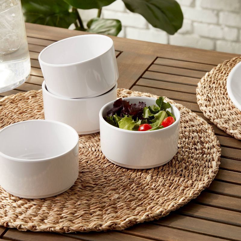 slide 2 of 3, 4pc 10oz Plastic Stella Mini Snack Bowl White - Threshold™: Dishwasher & Microwave-Safe, Solid Round Design, 4 ct; 10 oz