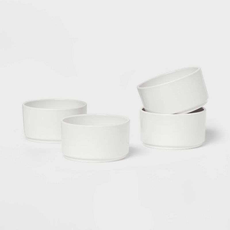 slide 1 of 3, 4pc 10oz Plastic Stella Mini Snack Bowl White - Threshold™: Dishwasher & Microwave-Safe, Solid Round Design, 4 ct; 10 oz