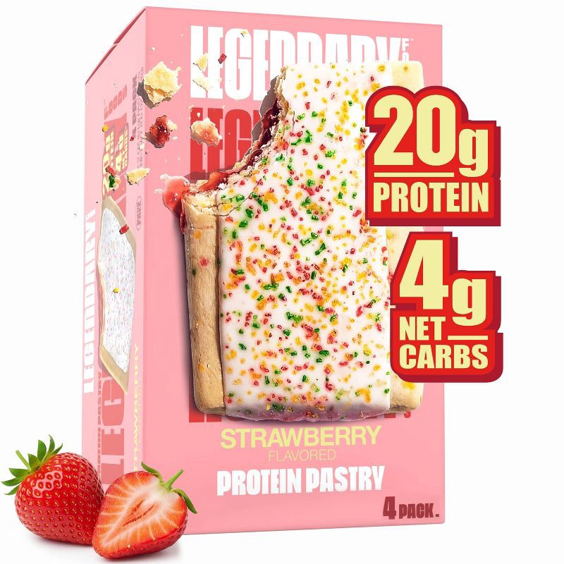 slide 1 of 9, Legendary Foods Gluten Free and Keto Friendly Protein Pastry - Strawberry - 8.6oz/4ct, 8.6 oz, 4 ct
