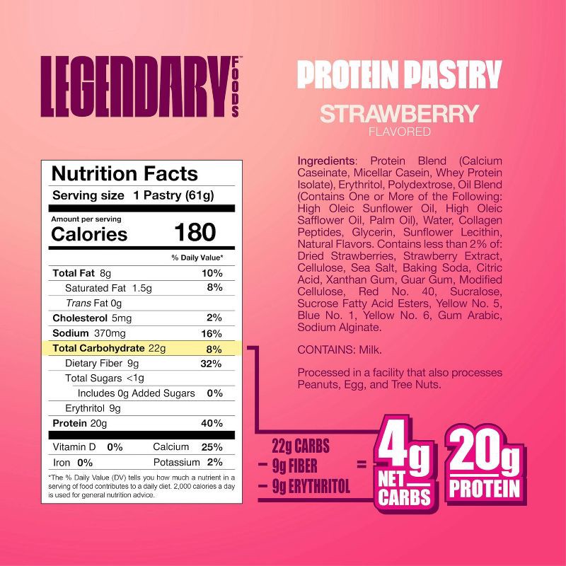 slide 5 of 6, Legendary Foods Gluten Free and Keto Friendly Protein Pastry - Strawberry - 8.6oz/4ct, 8.6 oz, 4 ct