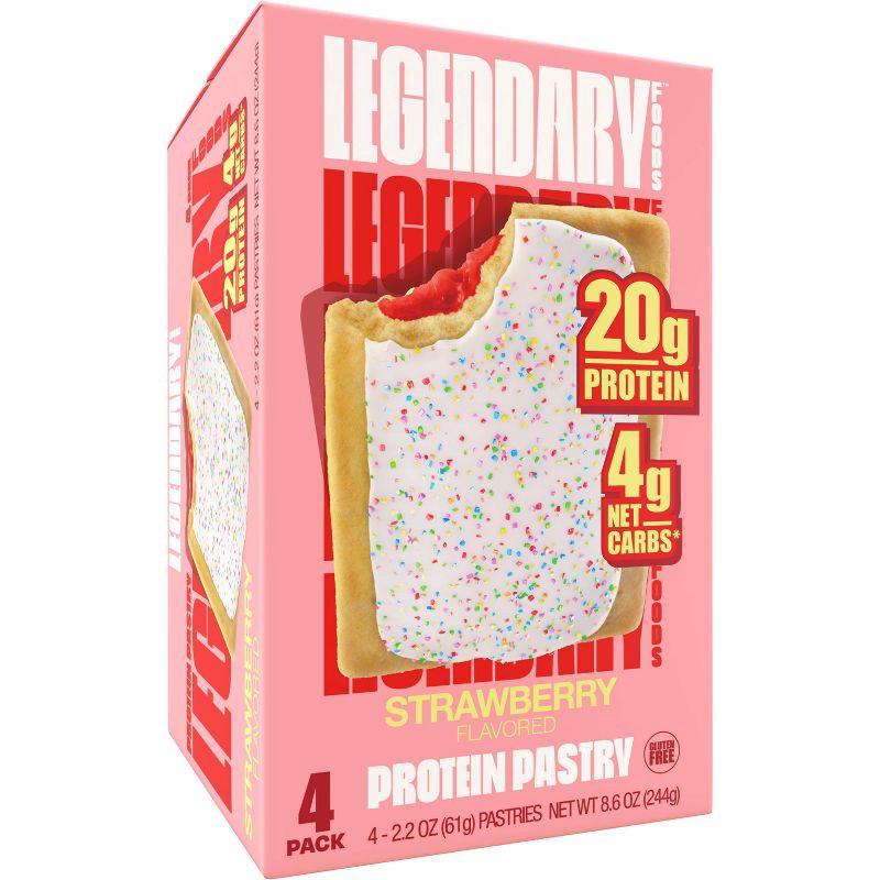 slide 1 of 6, Legendary Foods Gluten Free and Keto Friendly Protein Pastry - Strawberry - 8.6oz/4ct, 8.6 oz, 4 ct