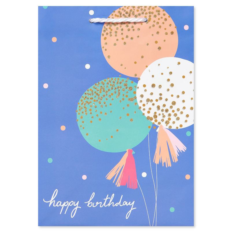 slide 2 of 4, American Greetings Medium Blue Birthday Gift Bag Balloons, 1 ct