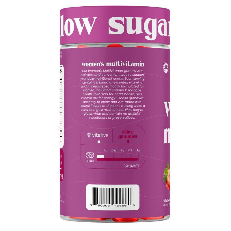 slide 3 of 3, vitafive Low Sugar Women's Vegan Multivitamins - 50ct, 50 ct
