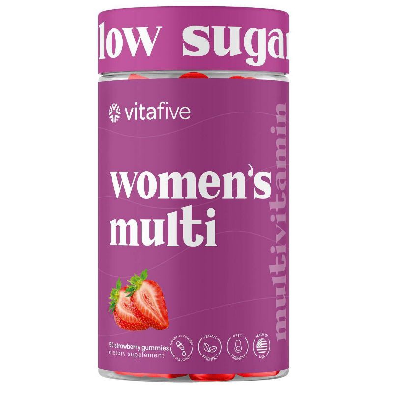 slide 1 of 3, vitafive Low Sugar Women's Vegan Multivitamins - 50ct, 50 ct