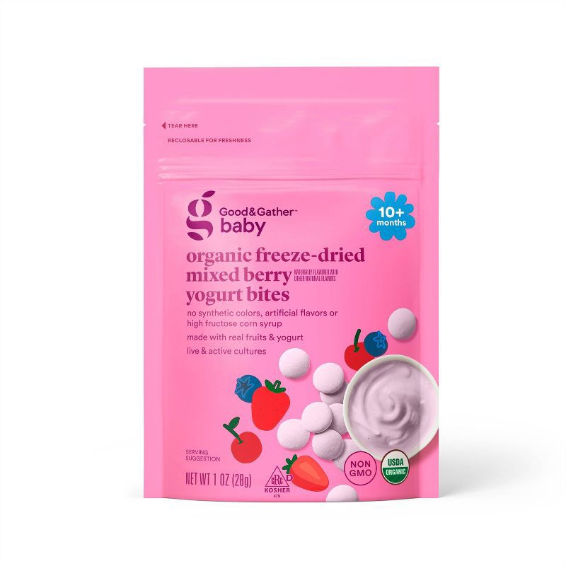 slide 1 of 3, Organic Freeze-Dried Mixed Berry Yogurt Bites - 1oz - Good & Gather™, 1 oz