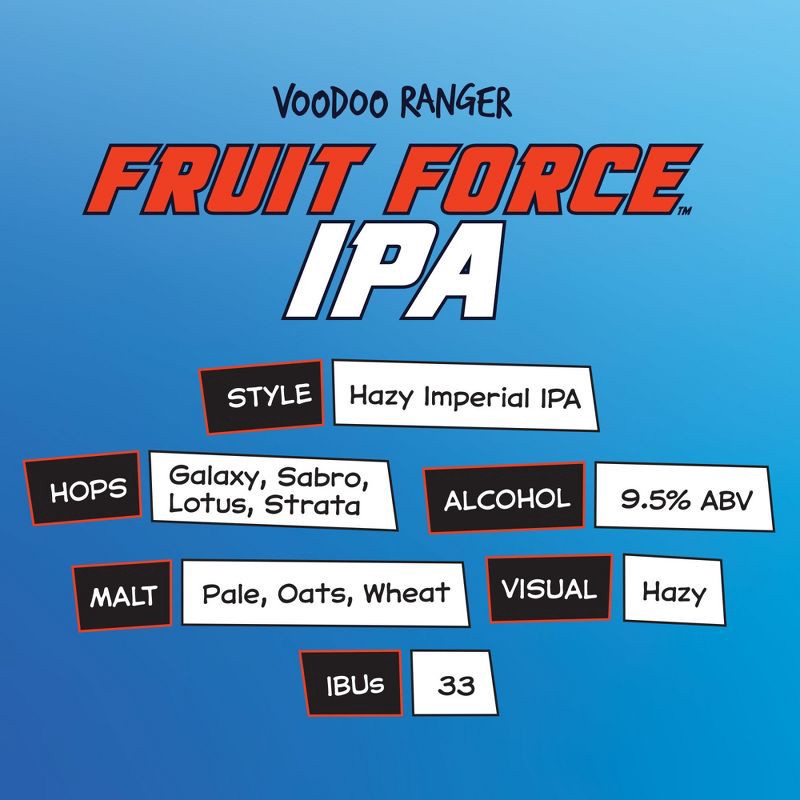 slide 7 of 10, New Belgium Voodoo Ranger Fruit Force IPA Beer - 6pk/12 fl oz Cans, 6 ct; 12 fl oz