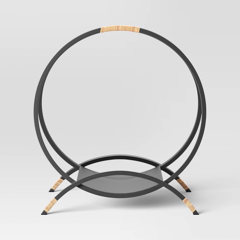 slide 4 of 4, Round Metal Log Holder Black - Threshold, 1 ct