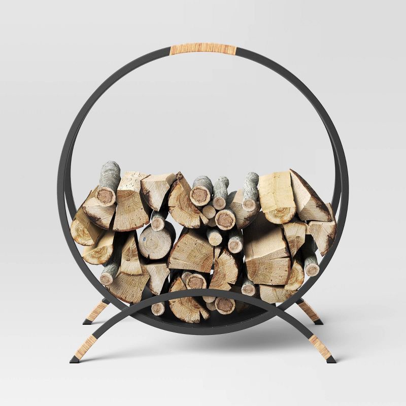 slide 3 of 4, Round Metal Log Holder Black - Threshold, 1 ct