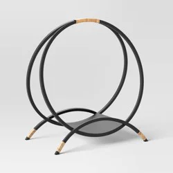 Round Metal Log Holder Black - Threshold