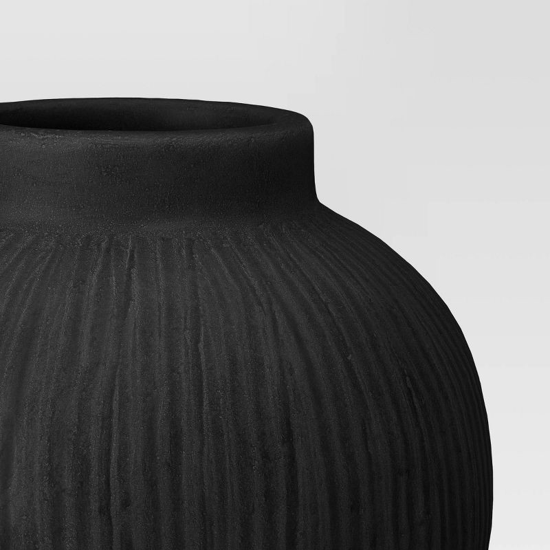 slide 3 of 3, Round Ceramic Vase Black - Threshold™: Watertight Tabletop Decor, 7.25" Bouquet Holder, 1 ct