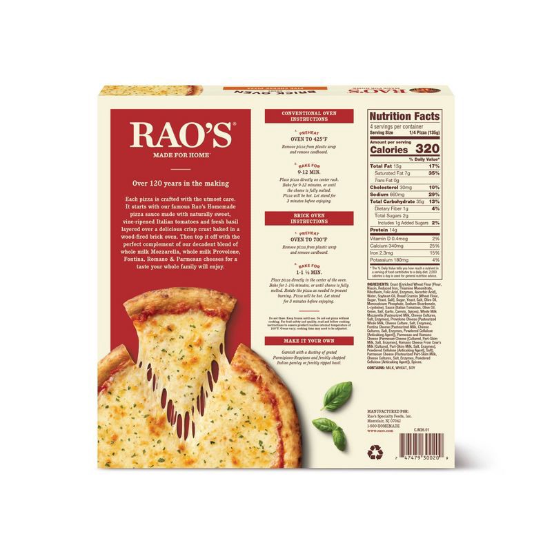 slide 2 of 3, Rao's Made for Home Brick Oven Crust 5 Cheese Frozen Pizza - 18.3oz, 18.3 oz