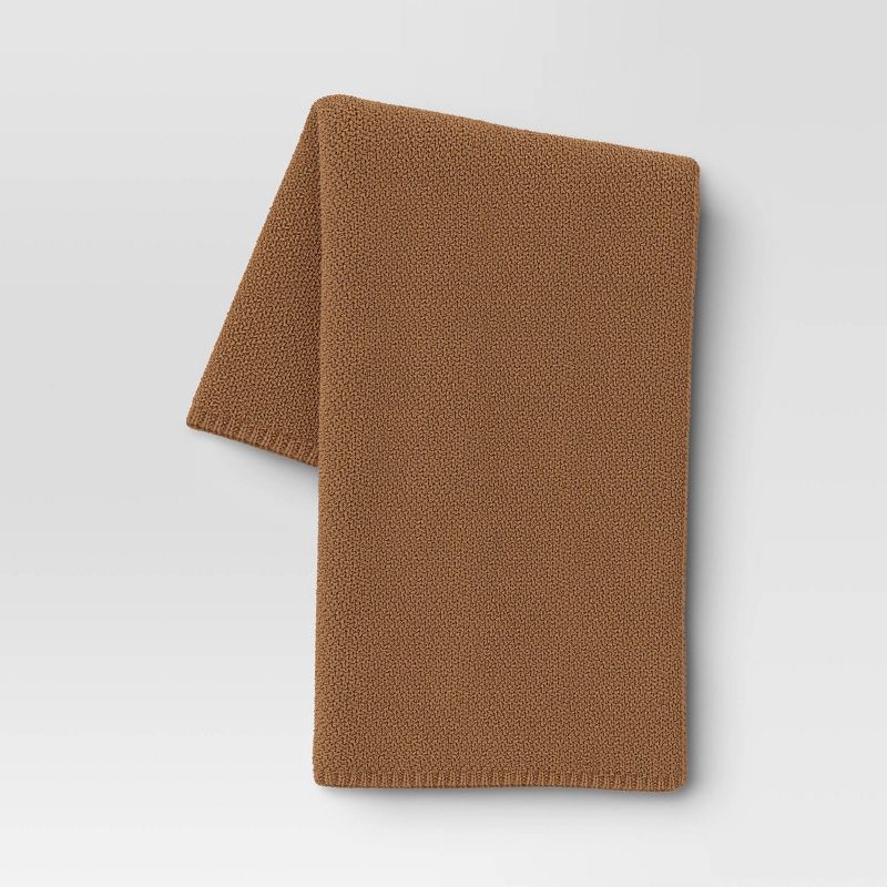 slide 1 of 5, Oversized Recycled Knit Throw Blanket Brown - Threshold™, 1 ct