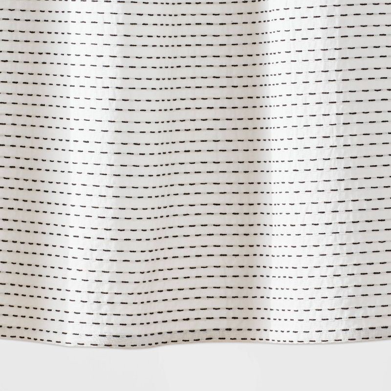 slide 4 of 4, Woven Dotted Line Shower Curtain - Threshold™: Cotton Fabric, Buttonhole Top, Machine Washable, 1 ct