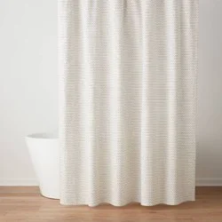Woven Dot Line Shower Curtain Ivory/Black - Threshold™