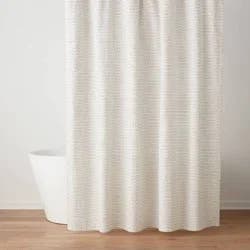 Woven Dotted Line Shower Curtain - Threshold™: Cotton Fabric, Buttonhole Top, Machine Washable
