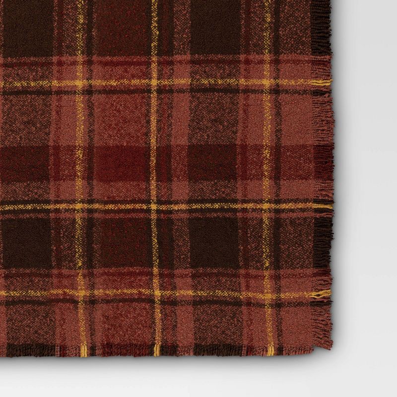 slide 2 of 5, Raised Striped Boucle Plaid Throw Blanket Bronze - Threshold, 1 ct