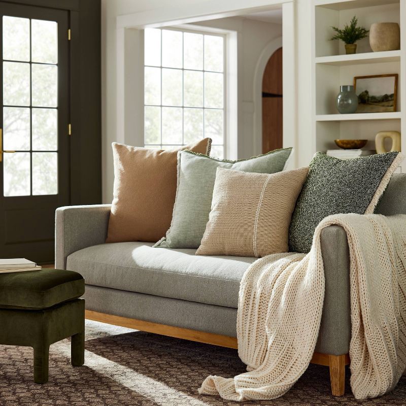 slide 2 of 4, Oversized Reversible Linen Square Throw Pillow with Frayed Edges Green - Threshold™ designed with Studio McGee, 1 ct